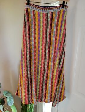 Aldomartins Anthropologie Marbella Knit Zig Zag Multicolor Midi Skirt, Size M